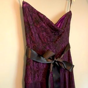 Alexia Admor Purple and Black Lace Strapless Dress